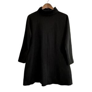 MJM Made in Italy Black Turtleneck Dress Size 8 Goth Minimalist Lagom Lagenlook